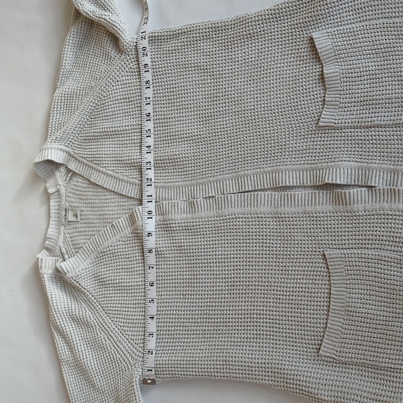L.L. Bean Marled Open Front Open Weave Cardigan MEDIUM Beige Cream - Picture 15 of 16
